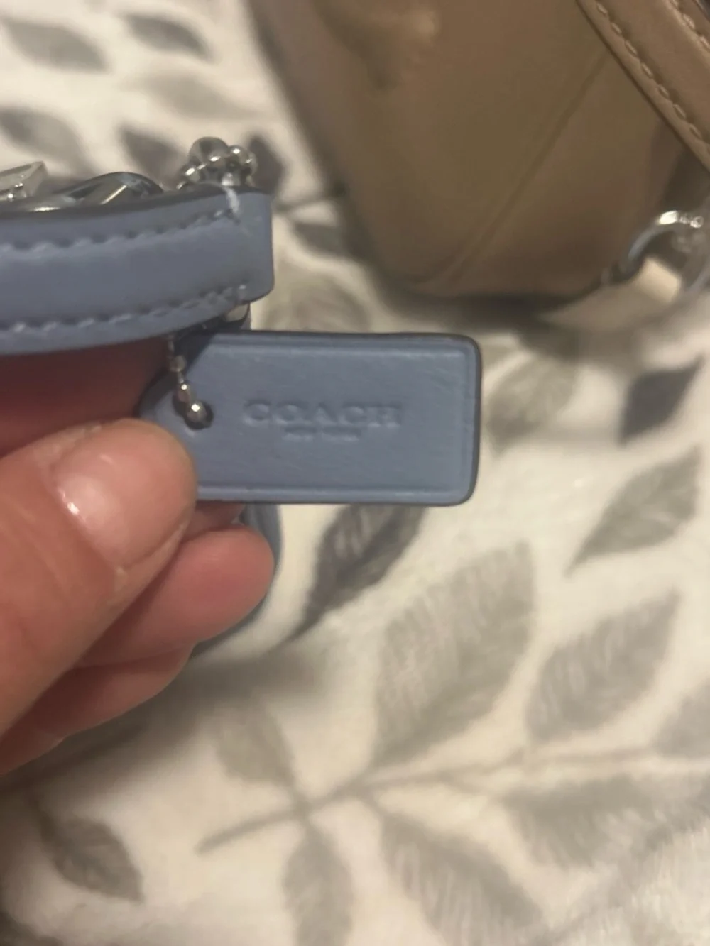 Coach Baby Blue Leather Zip Cosmetic Pouch